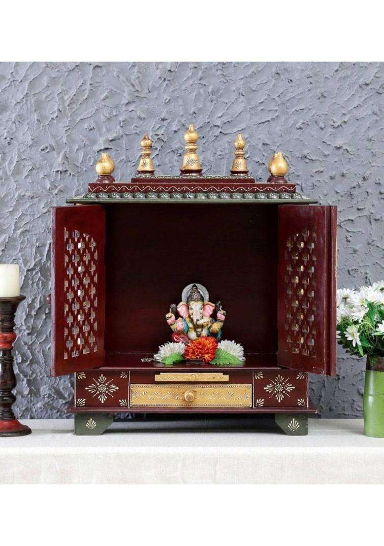 kamdhenu art and craft Solid Wood Home Temple(Height 70 DIY(Do-It-Yourself)) - Indya