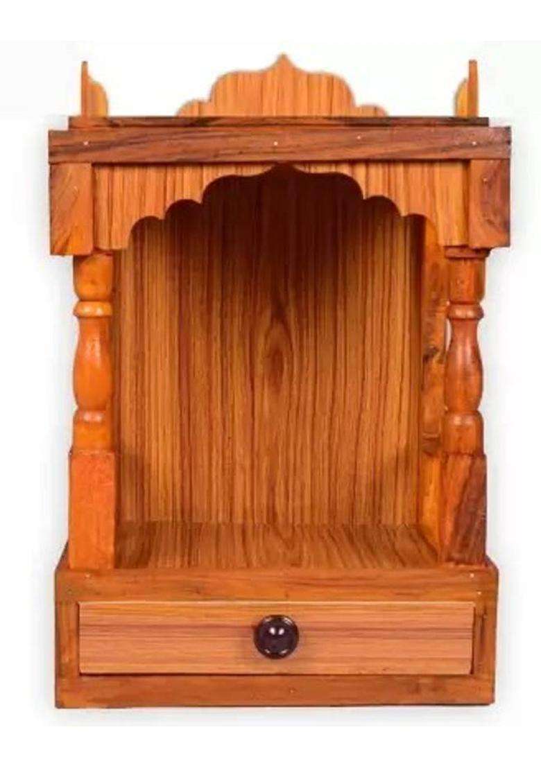 Wtg Latest beautiful wooden Plywood Mandir for Pooja Home Decoration Wall Hanging Solid Wood Home Temple(Height 45 Pre-assembled) - Indya