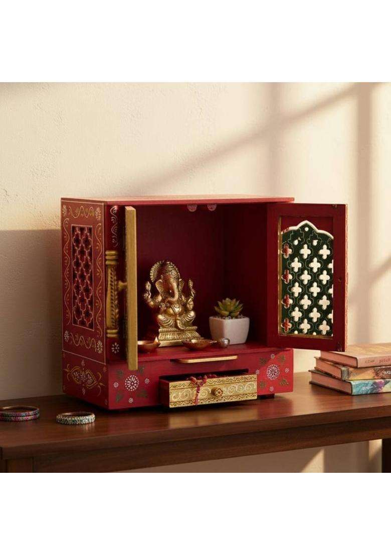 EARTHSHINE Divine Wooden Floor Temple Engineered Wood Home Temple(Height 46 Pre-assembled) - Indya