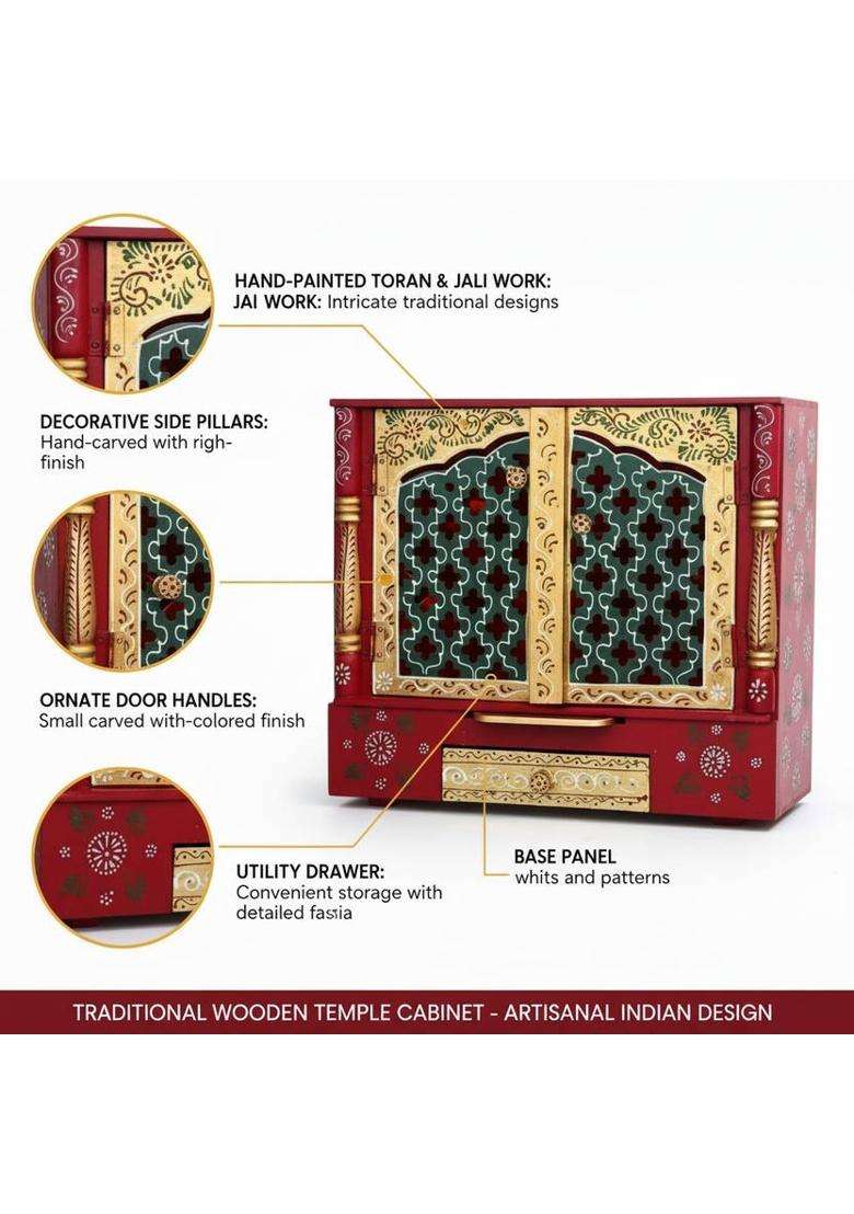 EARTHSHINE Divine Wooden Floor Temple Engineered Wood Home Temple(Height 46 Pre-assembled) - Indya