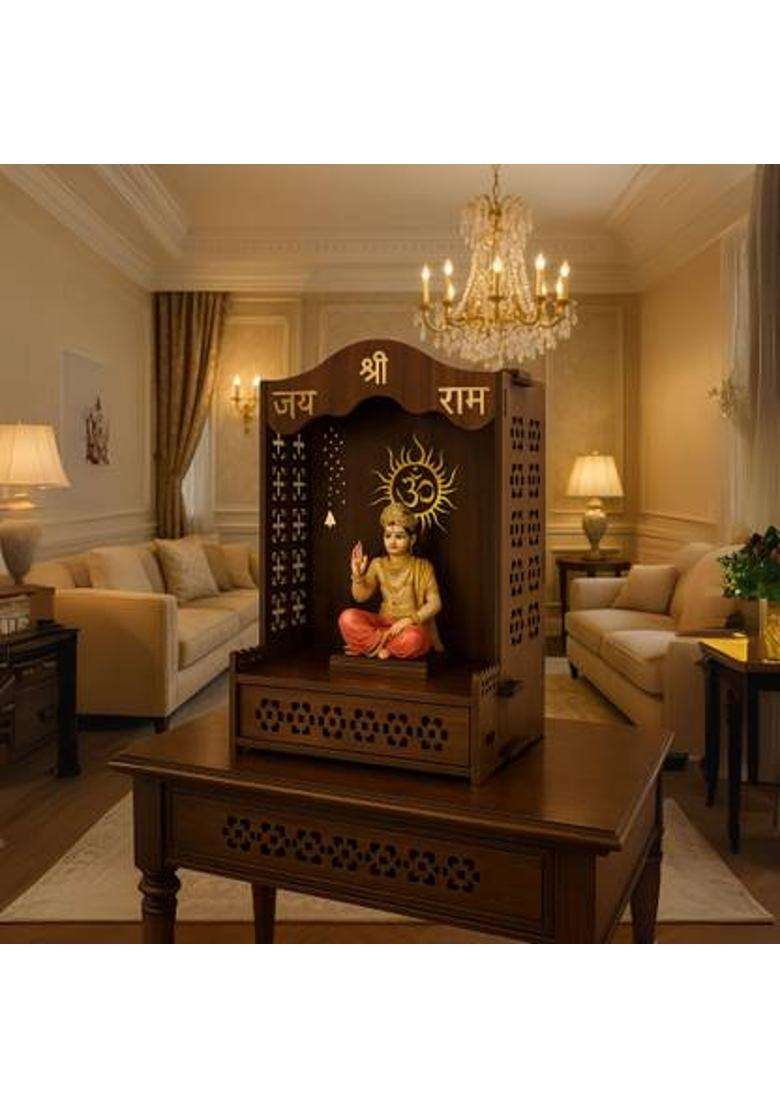 homewey decor Wall Mount Temple ll Pooja Ghar ll Dev Dwar For Home&Office Engineered Wood Home Temple(Height 50 DIY(Do-It-Yourself)) - Indya