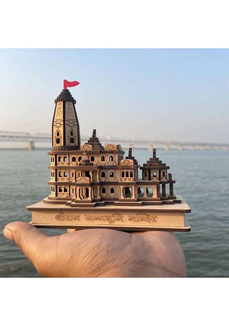 Devgange Hotspot Shree Ram Janmbhoomi Wooden Temple Ayodhya Engineered Wood Home Temple(Height 14 Pre-assembled) - Indya