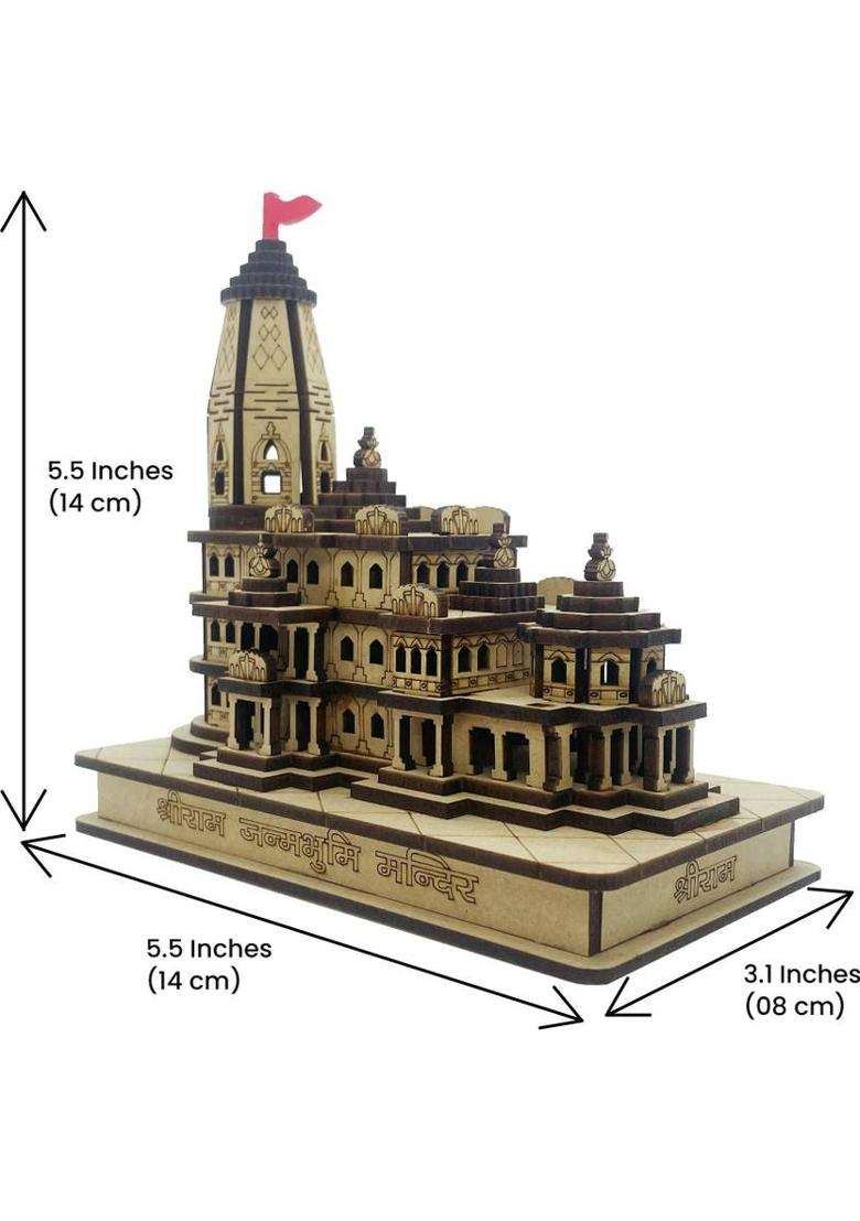 Devgange Hotspot Shree Ram Janmbhoomi Wooden Temple Ayodhya Engineered Wood Home Temple(Height 14 Pre-assembled) - Indya