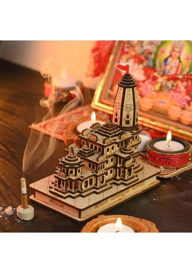 Devgange Hotspot Shree Ram Janmbhoomi Wooden Temple Ayodhya Engineered Wood Home Temple(Height 14 Pre-assembled) - Indya
