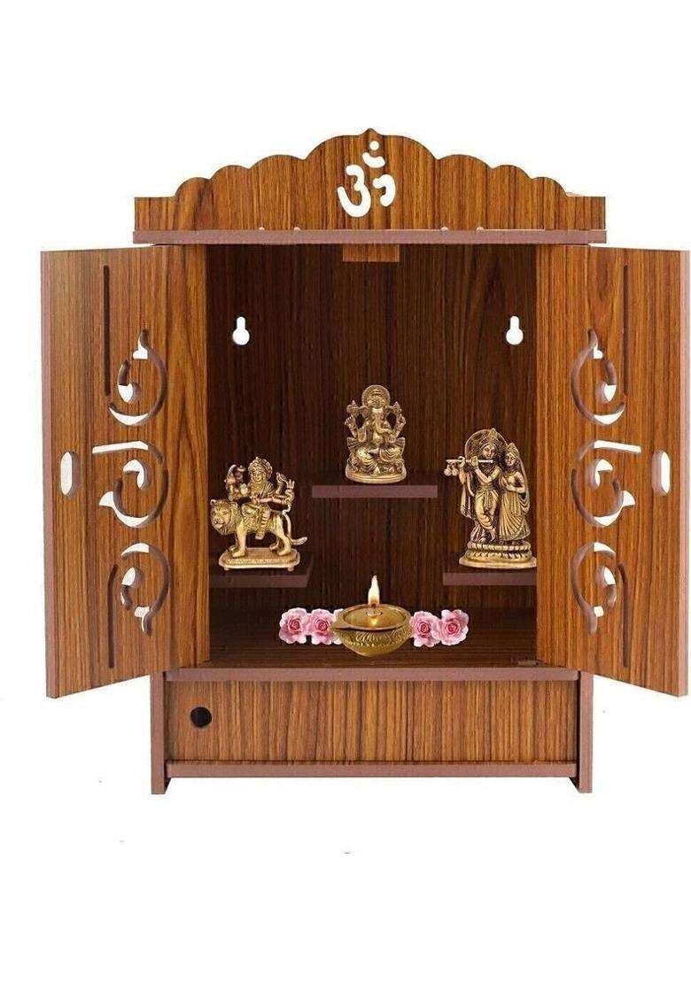 AKAG Premium Wooden Home Temple Handcrafted Pooja Mandir for Home & Office Engineered Wood Solid Wood Home Temple(Height 43 DIY(Do-It-Yourself)) - Indya