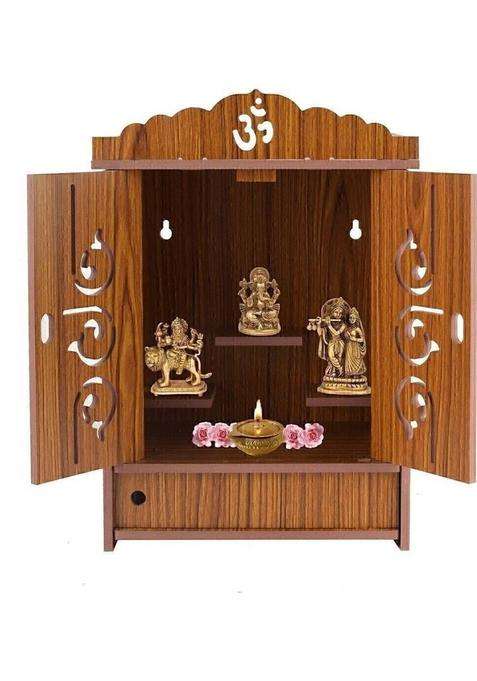 AKAG Premium Wooden Home Temple Handcrafted Pooja Mandir for Home & Office Engineered Wood Solid Wood Home Temple(Height 43 DIY(Do-It-Yourself))