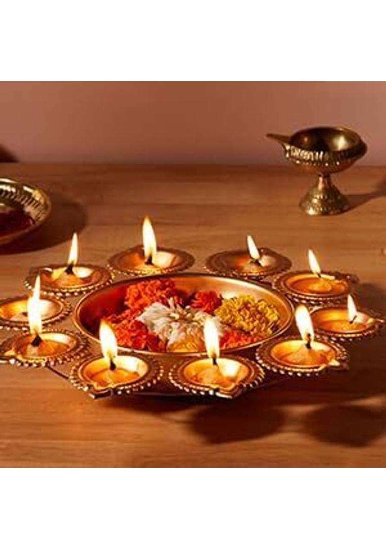 INSTORE Diya Shape Flower Decorative Urli For Diwali Festive Decoration Iron Table Diya(Height 1 inch) - Indya