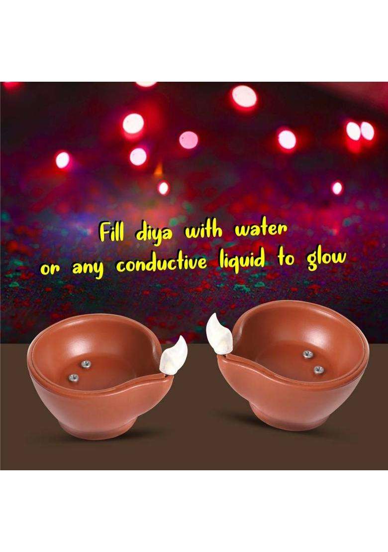 EN 24 Water Sensor Real Diya Lighten Up When Fill with Water Plastic (Pack of 18) Table Diya(Height 2.5 inch) - Indya