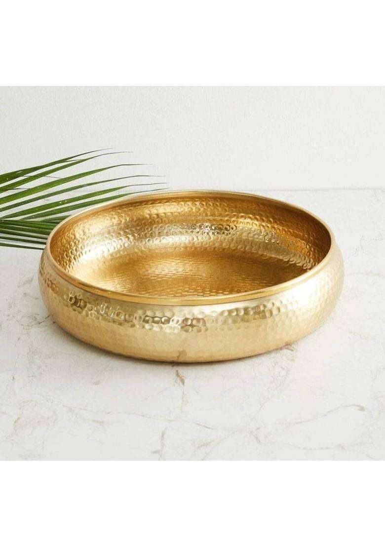 ALNOORHANDICRAFTS Hammered Urli Bowl for Floating Flowers and Tea-Light Candles Diwali Home Iron Table Diya(Height 3 inch) - Indya