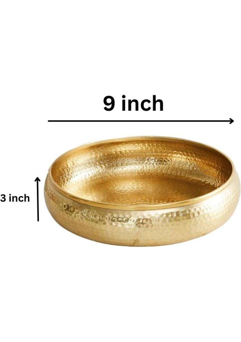 ALNOORHANDICRAFTS Hammered Urli Bowl for Floating Flowers and Tea-Light Candles Diwali Home Iron Table Diya(Height 3 inch) - Indya