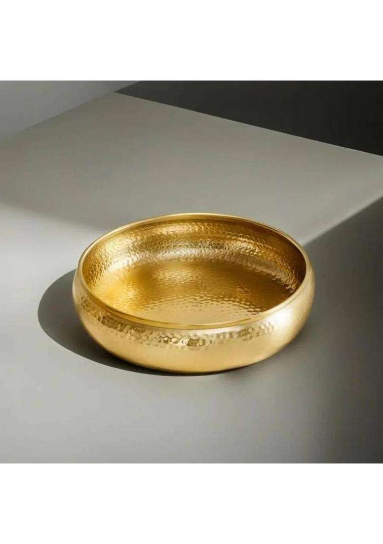 ALNOORHANDICRAFTS Hammered Urli Bowl for Floating Flowers and Tea-Light Candles Diwali Home Iron Table Diya(Height 3 inch) - Indya