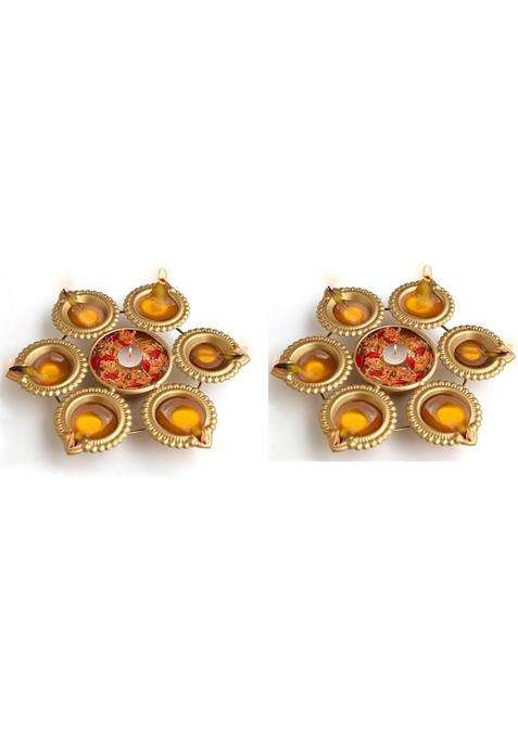 EVERYTHING EXPORTS Decor Urli Bowl for Home Decor for Floating Tealight Holders Iron (Pack of 2) Table Diya Set(Height 3 inch)