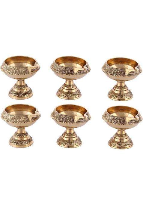 Startraders kuber diya set of 6 Brass (Pack of 6) Table Diya Set(Height 2 inch)