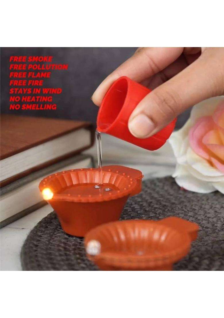 Kidswise Water Sensor Reusable Led Diyas for Home DecorFestivals Decoration Diwali Light Plastic (Pack of 24) Table Diya(Height 1.5 inch) - Indya