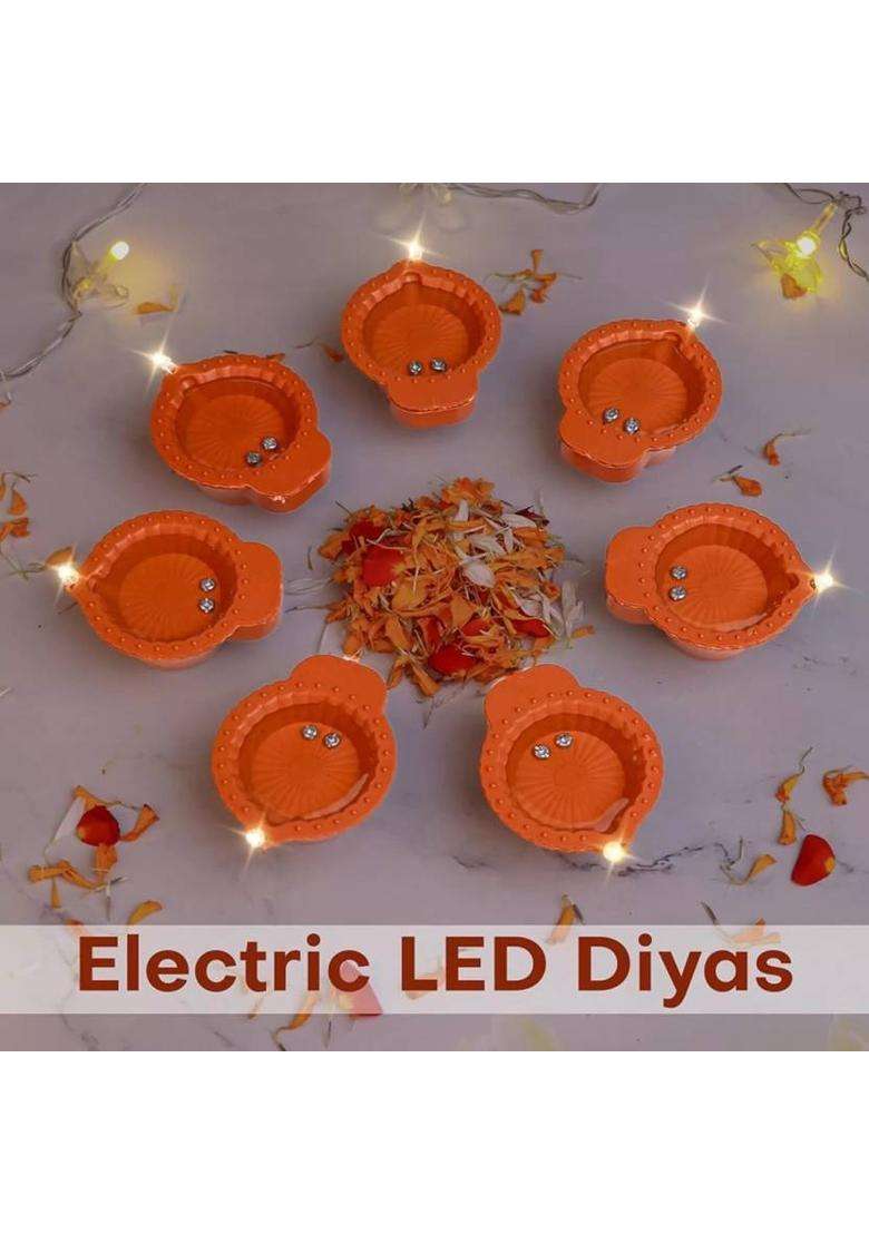 Kidswise Water Sensor Reusable Led Diyas for Home DecorFestivals Decoration Diwali Light Plastic (Pack of 24) Table Diya(Height 1.5 inch) - Indya