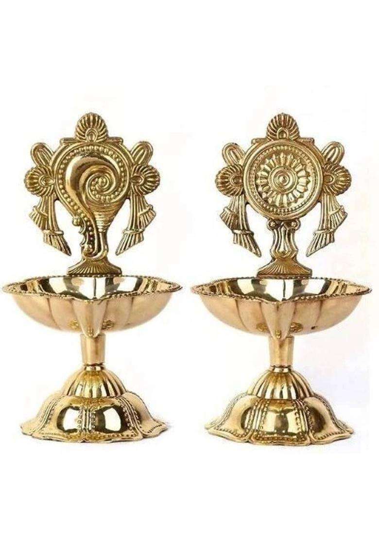 Krishna arts Aarti Kapur Burner Brass (Pack of 2) Table Diya(Height 3.5 inch) - Indya