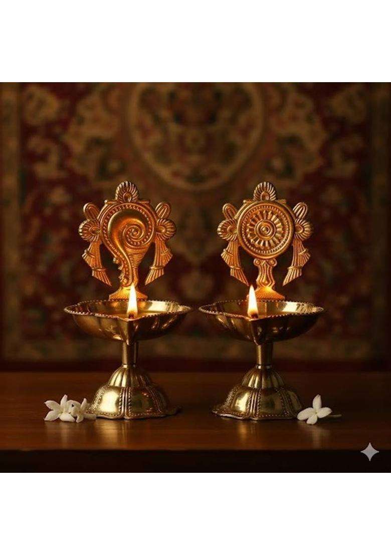 Krishna arts Aarti Kapur Burner Brass (Pack of 2) Table Diya(Height 3.5 inch) - Indya
