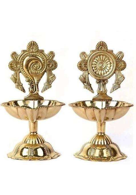 Krishna arts Aarti Kapur Burner Brass (Pack of 2) Table Diya(Height 3.5 inch)