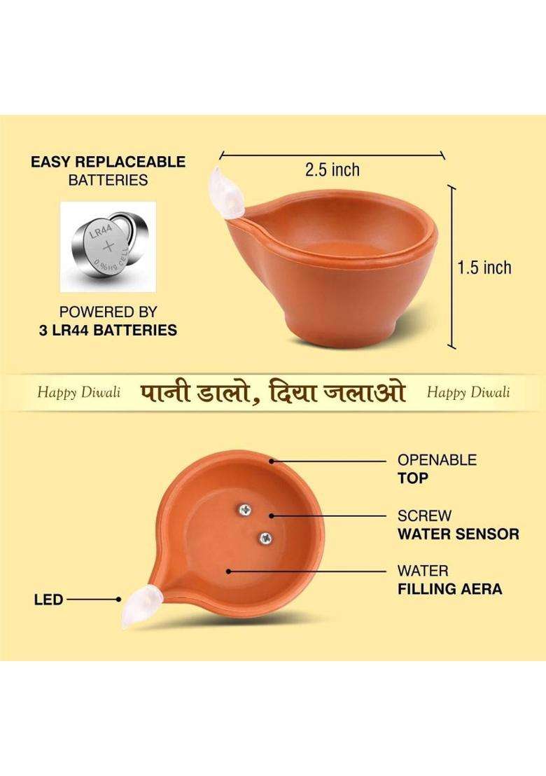 SLYKA 30 Pcs Led Diya Smokeless water sensor diya for diwali Occasion Home dcor Plastic (Pack of 30) Table Diya(Height 2.5 inch) - Indya