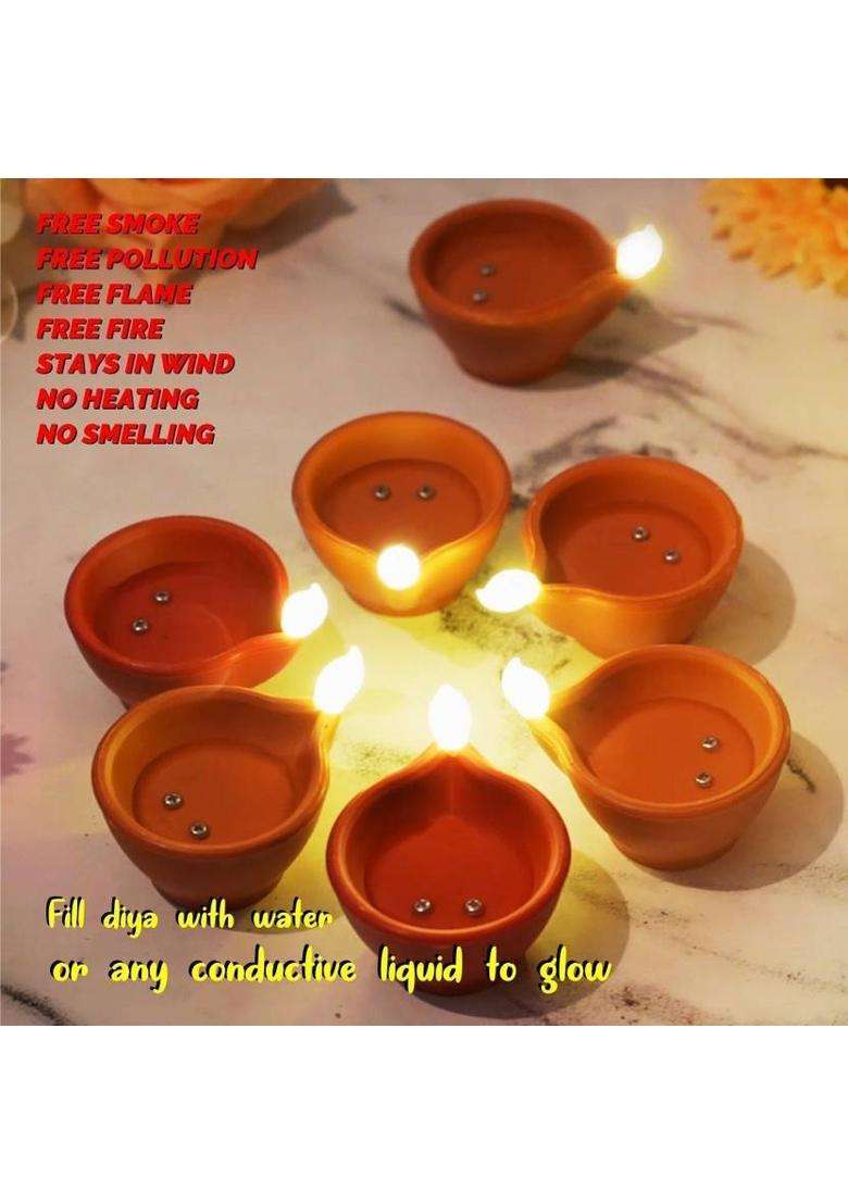 SLYKA 30 Pcs Led Diya Smokeless water sensor diya for diwali Occasion Home dcor Plastic (Pack of 30) Table Diya(Height 2.5 inch) - Indya