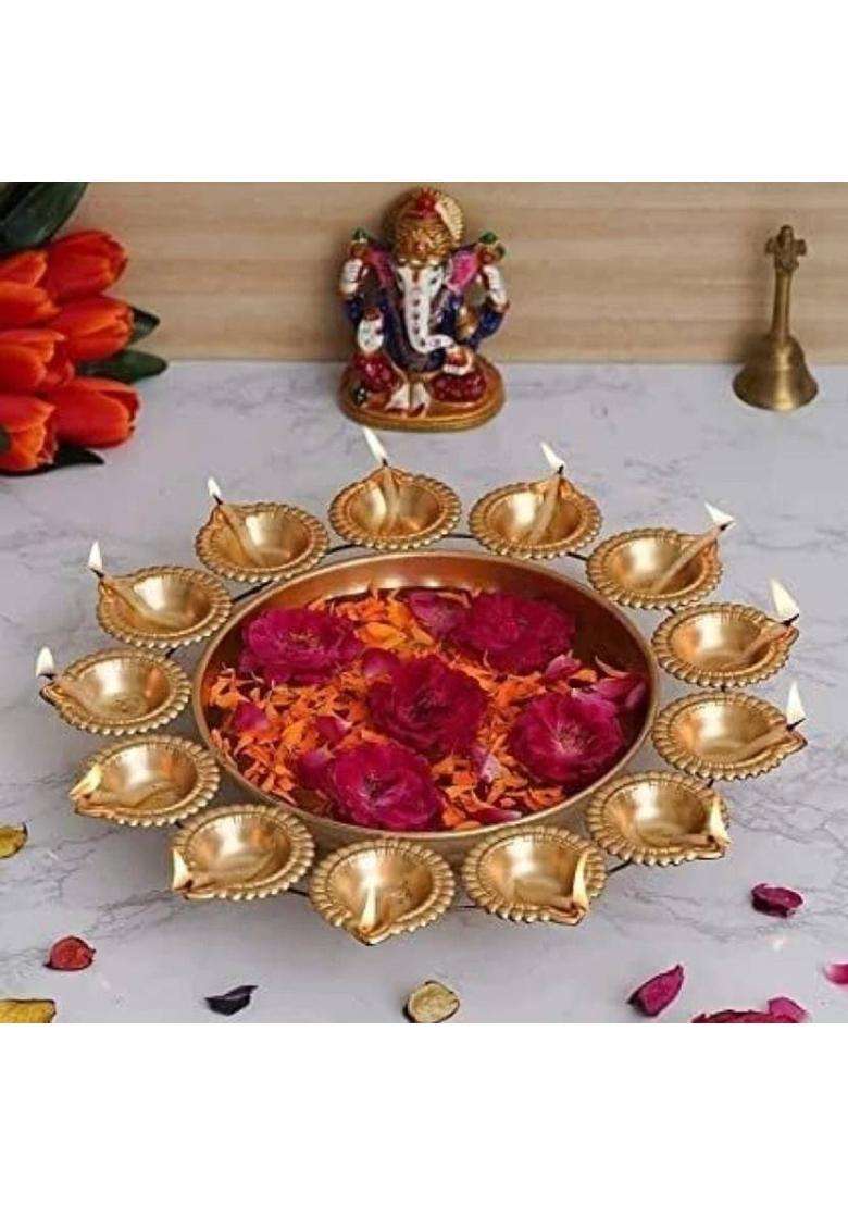 SMOCK STRECH Diya Urli 10 Inch Diwali Decoration Iron Table Diya(Height 2.5 inch) - Indya