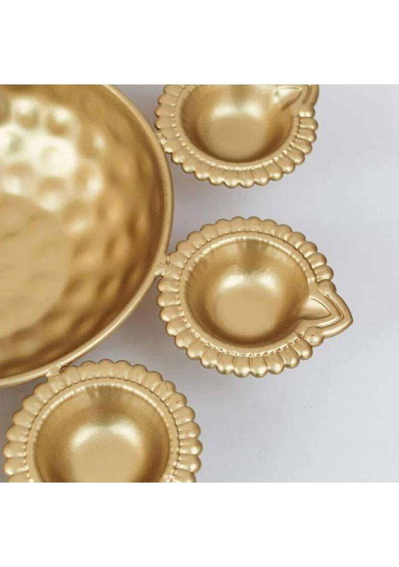 SMOCK STRECH Diya Urli 10 Inch Diwali Decoration Iron Table Diya(Height 2.5 inch) - Indya