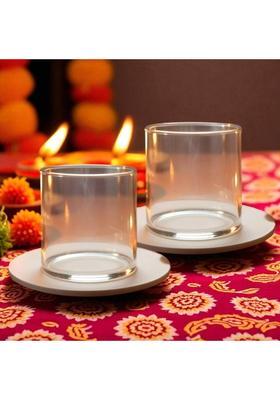 SriMaa Ventures Multipurpse Borosilicate Glass Akhand Jyoti Cover 3 Inch Diya Cover Pack of 2 Glass (Pack of 2) Table Diya Set(Height 3 inch)