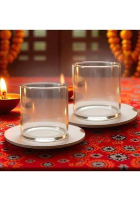 ANI DIVINE Premium Borosilicate Glass Akhand Jyot Cover 2 Pc Wind Protector for Deepam Glass (Pack of 2) Table Diya Set(Height 3 inch)