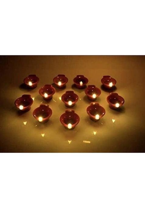 KetaKeti Water Sensor Electric LED Brown Diya for DiwaliDecor Plastic (Pack of 12) Plastic (Pack of 12) Table Diya(Height 3.2 inch)