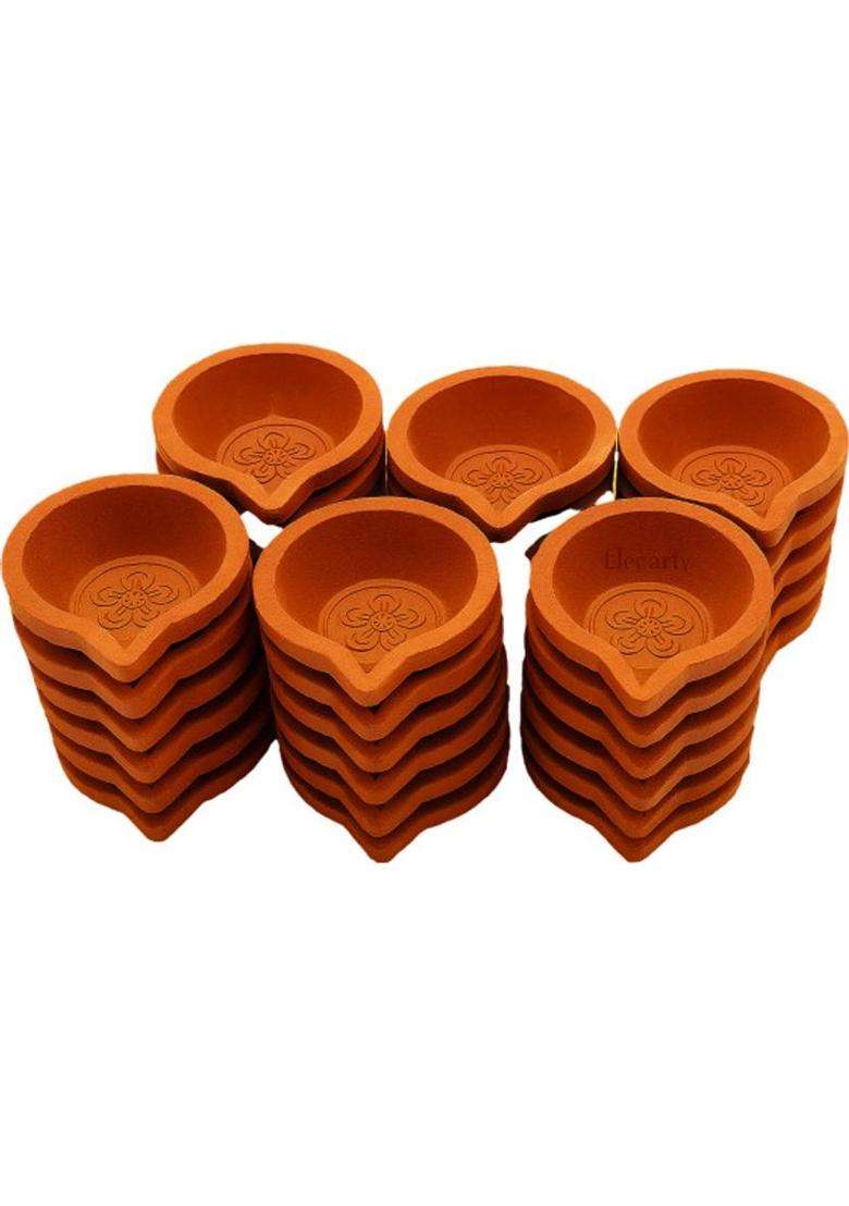 Mudpots Mudpots Set of 32 Handmade Terracotta Diyas Eco-Friendly Clay Lamps - Diwali Terracotta (Pack of 32) Table Diya(Height 0.3 inch) - Indya