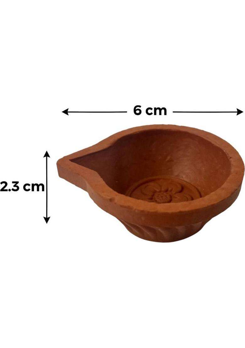 Mudpots Mudpots Set of 32 Handmade Terracotta Diyas Eco-Friendly Clay Lamps - Diwali Terracotta (Pack of 32) Table Diya(Height 0.3 inch) - Indya