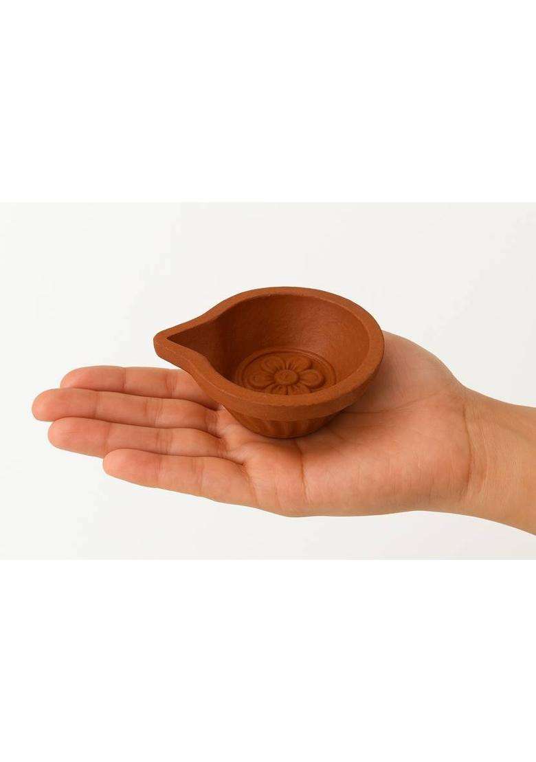 Mudpots Mudpots Set of 32 Handmade Terracotta Diyas Eco-Friendly Clay Lamps - Diwali Terracotta (Pack of 32) Table Diya(Height 0.3 inch) - Indya