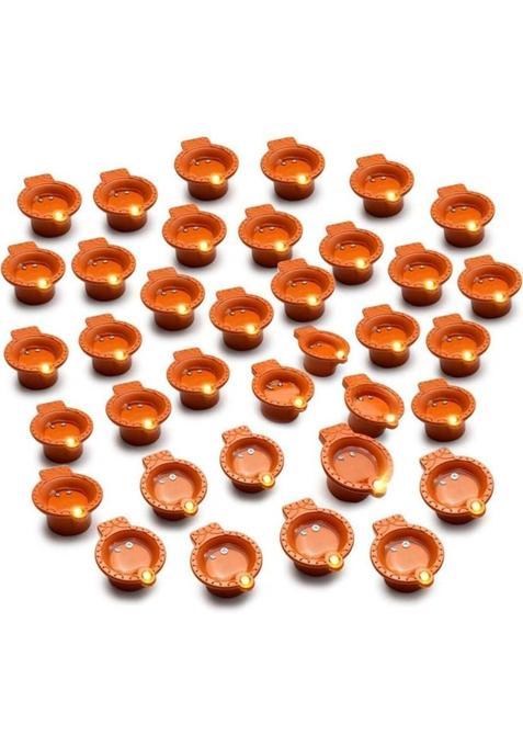 Mclear Mclear LED Traditional Diya Set Pack of 18 Plastic (Pack of 18) Table Diya(Height 7 inch)