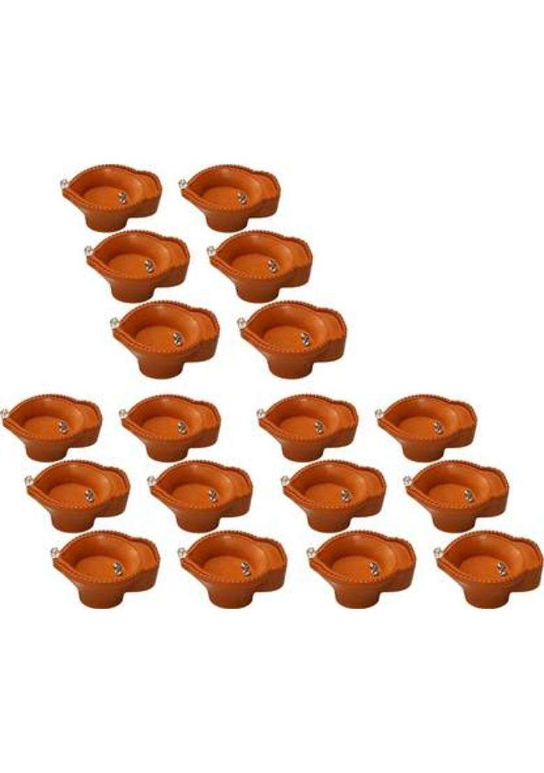 NEUTON LED Light Electronic Flameless diya for home office or temple Plastic (Pack of 18) Table Diya Set(Height 2 inch) - Indya