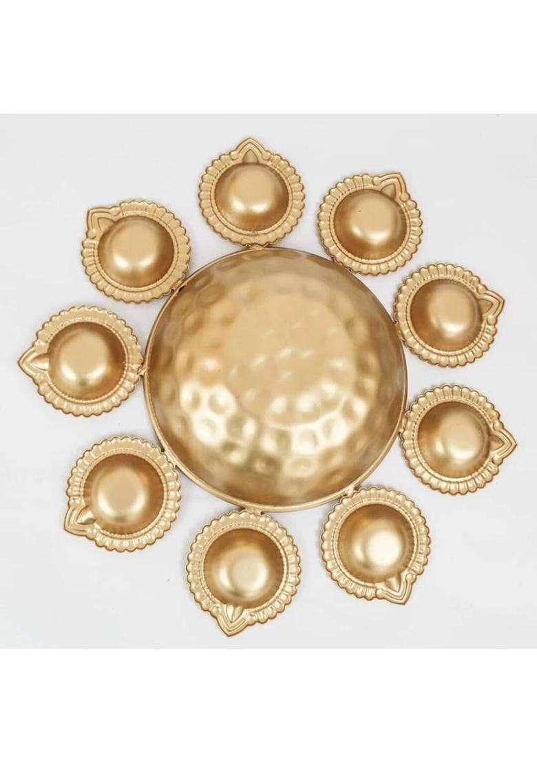 Dreamcraft Premium Flower Shape Decorative Diya Urli for Home Handcrafted Bowl Iron Table Diya(Height 2.5 inch) - Indya