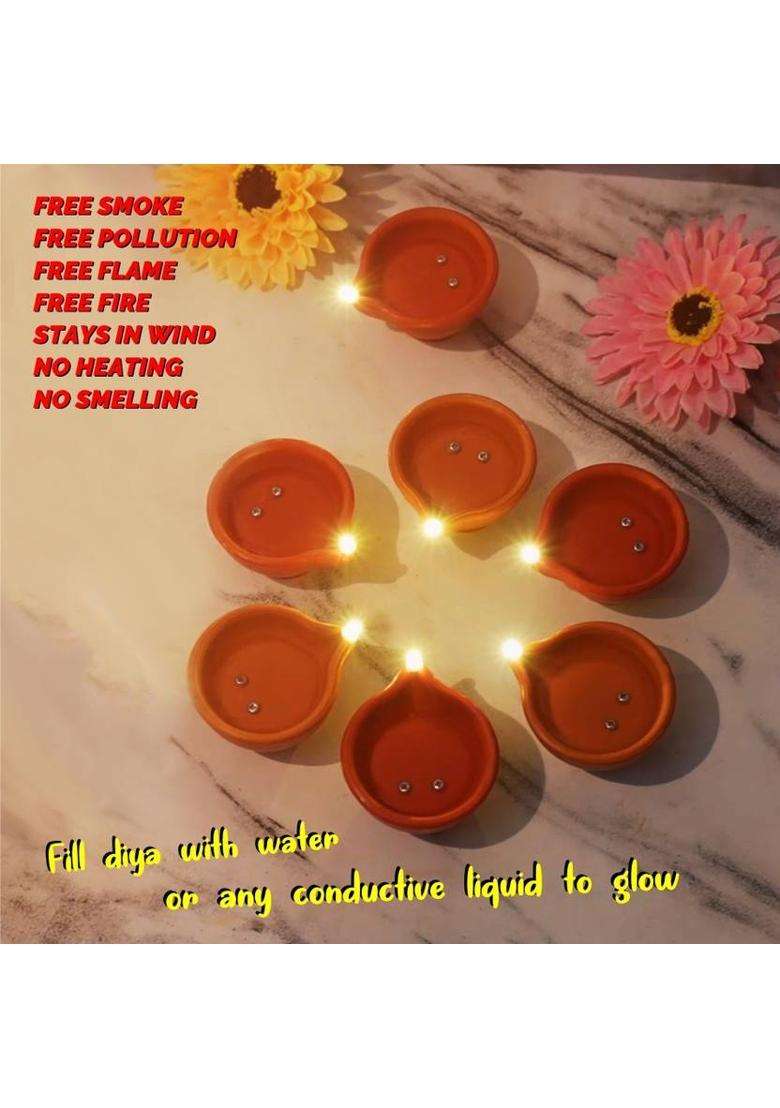 SLYKA Traditional LED water diya - for Temple Home dcor Diwali and more Festival Plastic (Pack of 18) Table Diya(Height 2 inch) - Indya