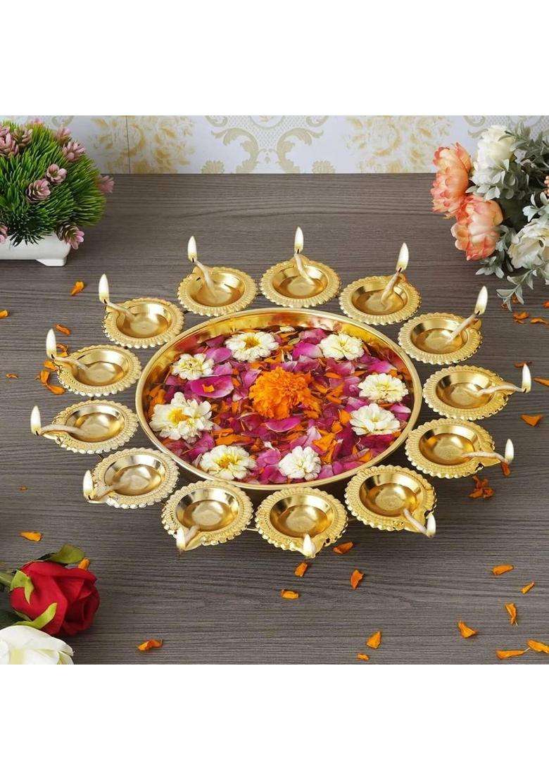 SLYKA Traditional LED water diya - for Temple Home dcor Diwali and more Festival Plastic (Pack of 18) Table Diya(Height 2 inch) - Indya