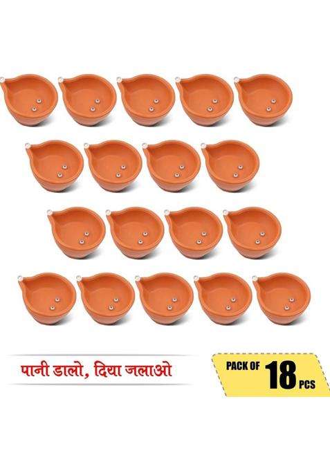 SLYKA Traditional LED water diya - for Temple Home dcor Diwali and more Festival Plastic (Pack of 18) Table Diya(Height 2 inch)