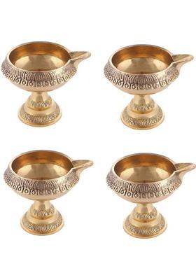 Utkarsh Diwali Special Combo Brass Diwali Kuber Pedi (No1 Small Size)for Puja Brass (Pack of 4) Table Diya(Height 2.16 inch)