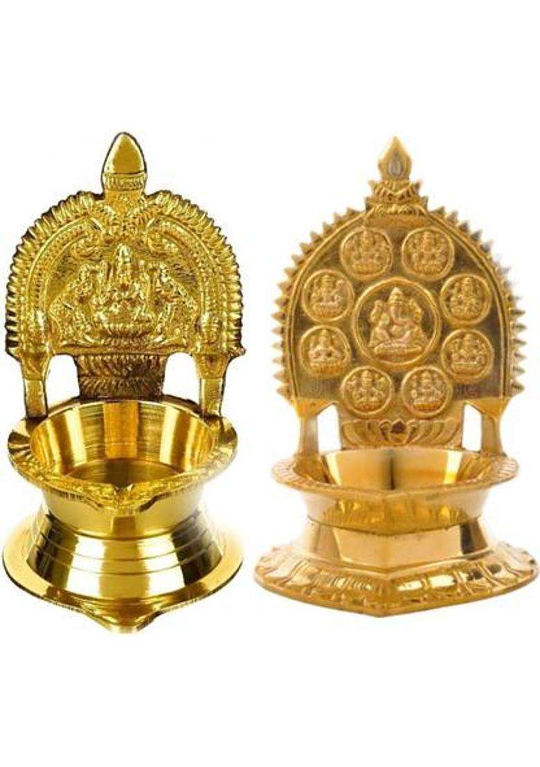 Magics Max Brass (Pack of 2) Table Diya Set(Height 4 inch) - Indya