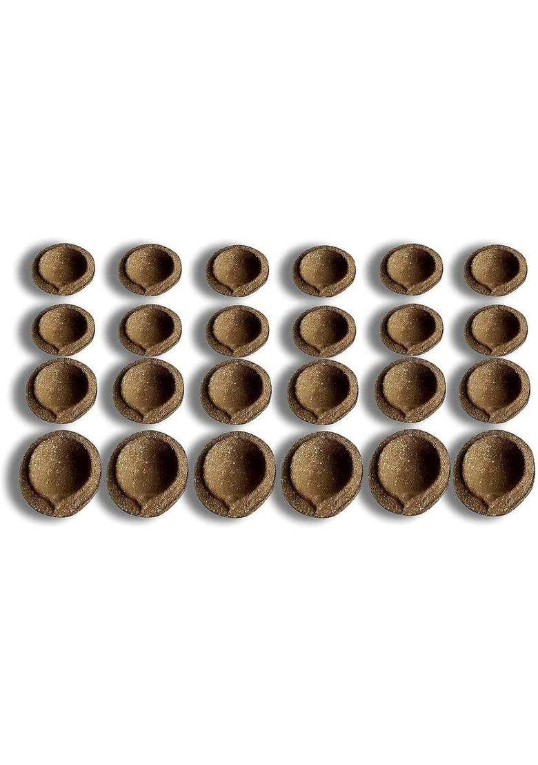 ShouryaKriti Panchagavya Gobar Diya (Pack Of 24) Pottery (Pack of 24) Table Diya(Height 0.8 inch) - Indya