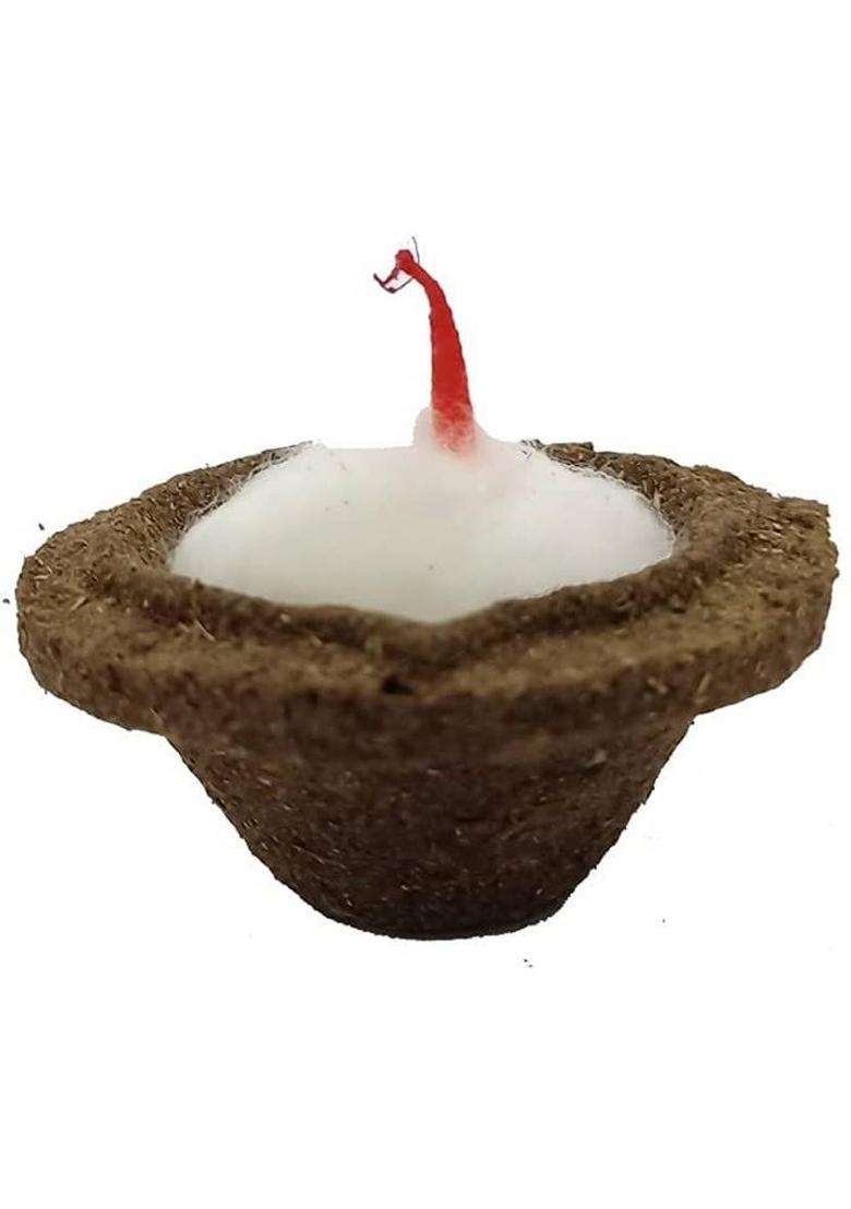 ShouryaKriti Panchagavya Gobar Diya (Pack Of 24) Pottery (Pack of 24) Table Diya(Height 0.8 inch) - Indya