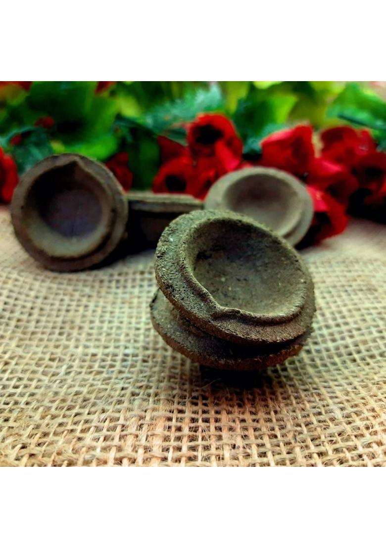 ShouryaKriti Panchagavya Gobar Diya (Pack Of 24) Pottery (Pack of 24) Table Diya(Height 0.8 inch) - Indya