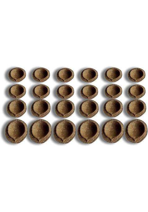ShouryaKriti Panchagavya Gobar Diya (Pack Of 24) Pottery (Pack of 24) Table Diya(Height 0.8 inch)