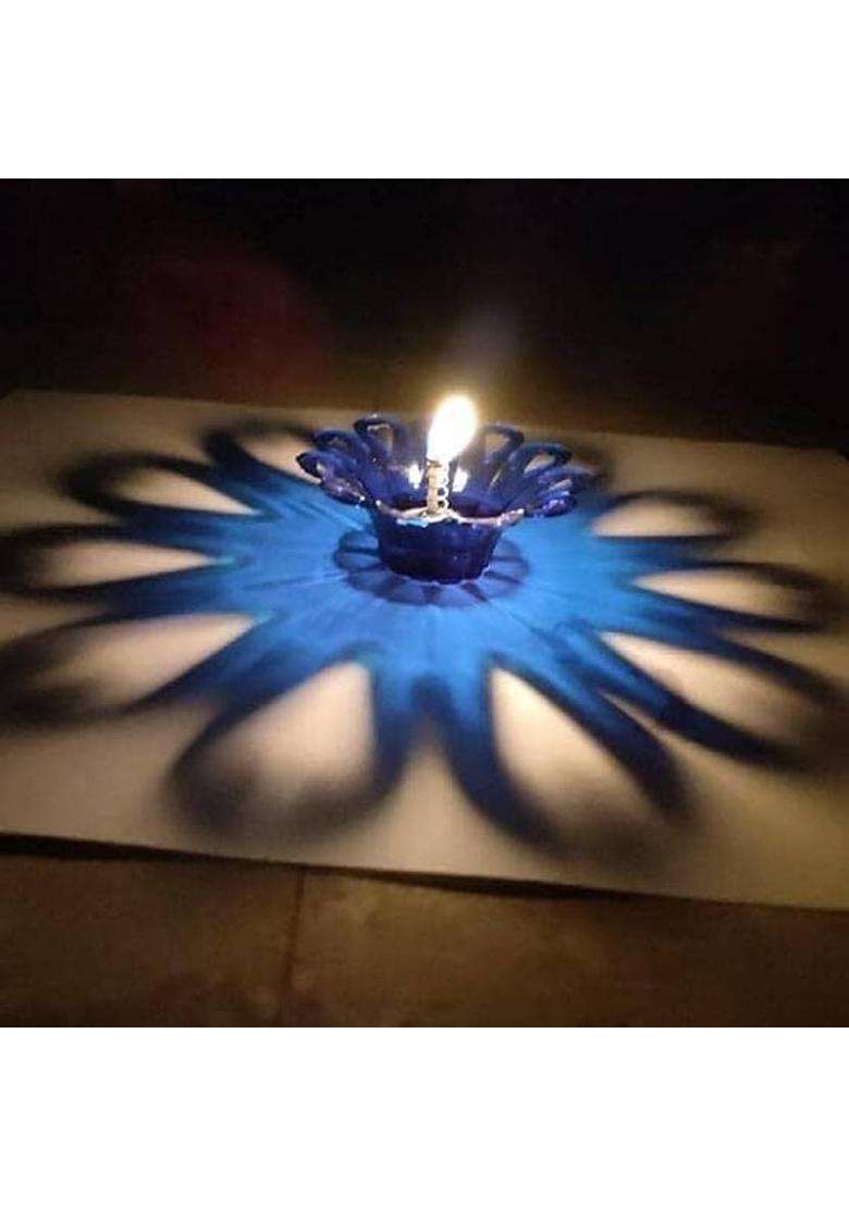 DREHOTRY 3D Reflection Diya Diwali Decoration Items for Home Decor Transparent Plastic (Pack of 12) Table Diya(Height 5 inch) - Indya