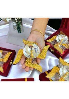 Dsh Brass Diya Swastik Oil Diya With Velvet Box For Diwali Temple Puja . Brass Table Diya(Height 2 inch)