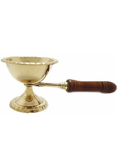 Rolimoli Brass Dhooni /dhuni diya for pooja diya table diya set of 1 Brass Table Diya(Height 3 inch)