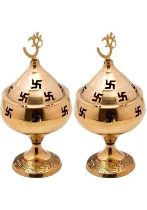 SBBCO Akhand Jyoti Deepak For Spritual Purpose Brass Table Diya Brass Brass (Pack of 2) Table Diya Set(Height 4 inch)
