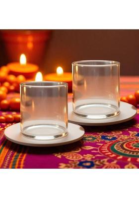 SriMaa Ventures Set of 2 Protective Borosilicate Glass Cover 3 Inch Wind Protector Glass (Pack of 2) Table Diya Set(Height 3 inch)