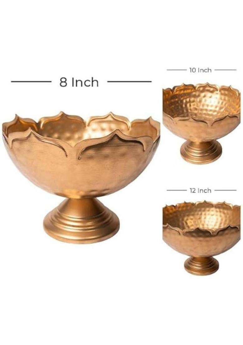 MFMETAL Traditional Style 9 Pieces Iron (Pack of 9) Table Diya(Height 13 inch) - Indya